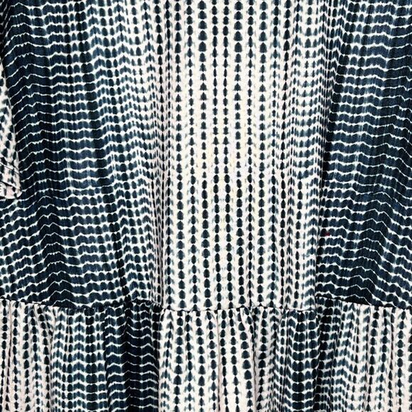 𝅺Luuske Tie Dye Peplum Ruffle Short Sleeve‎ Shirt Blue & Cream Size 1X Boho - Picture 6 of 8